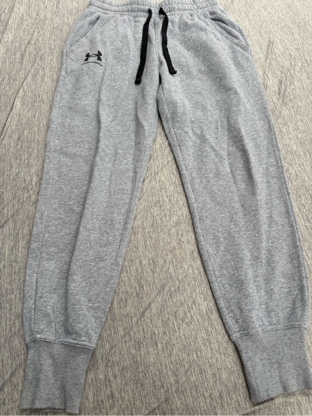 Under Armour woman’s Light Gray Sweat Joggers with Black Drawcord
